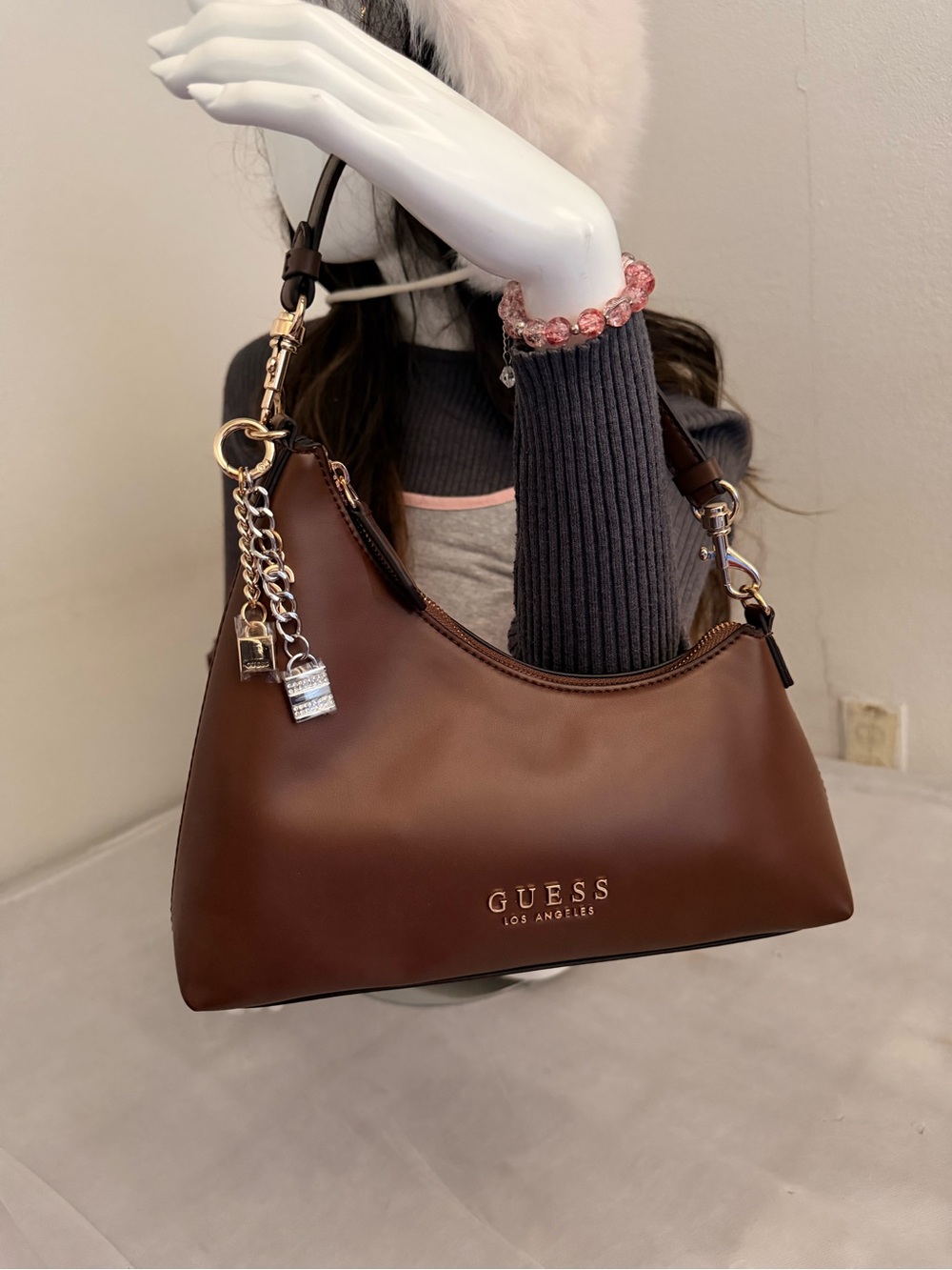 NWT Guess Brandi Hobo Bag Chestnut Brown Shoulder Bag Y2K Style